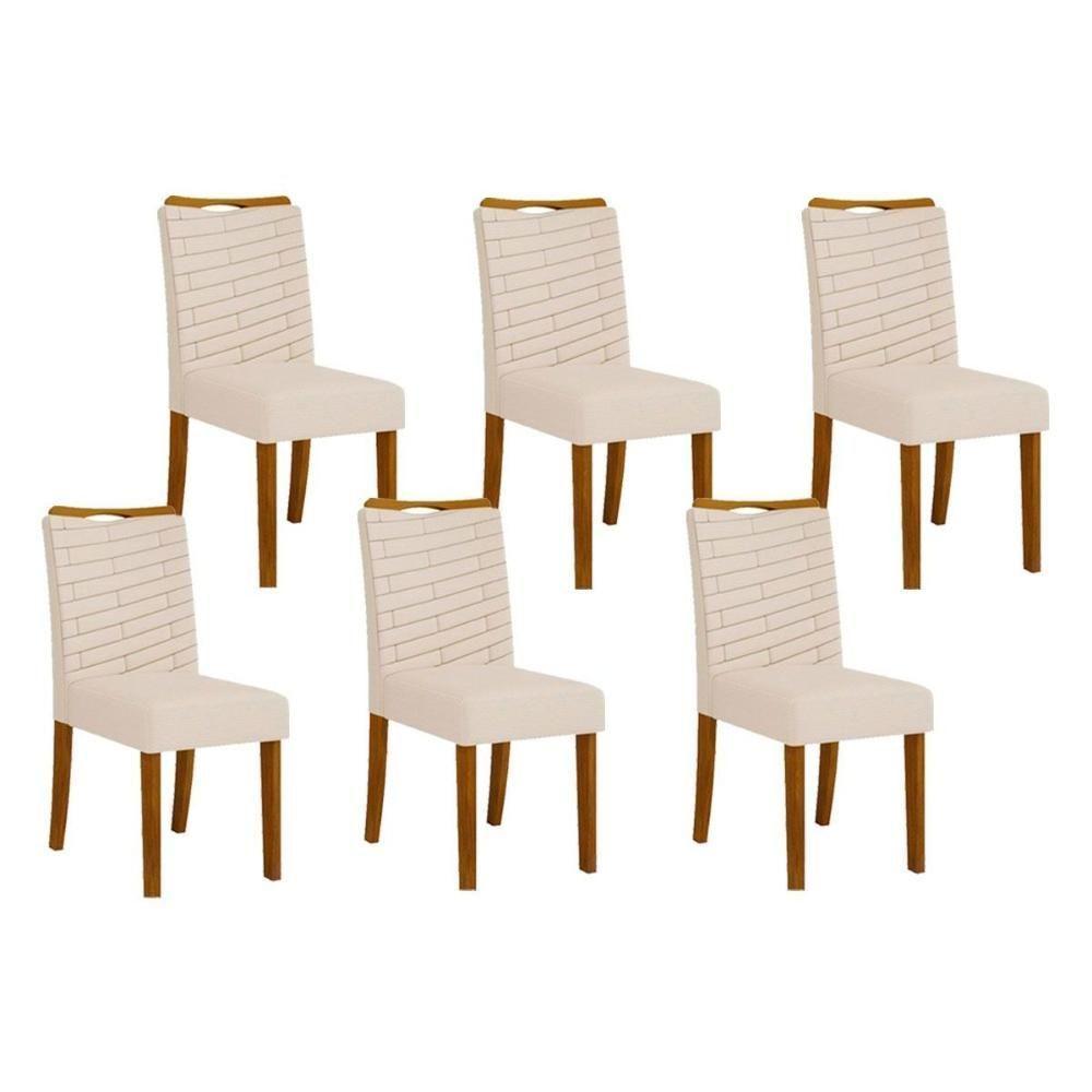 Kit 6 Cadeiras De Cozinha Julia 6 Un Cedro Linho Neve - 1