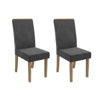 Kit 2 Cadeiras De Cozinha 2cad142cn 2 Un Canela Suede Cinza - 1