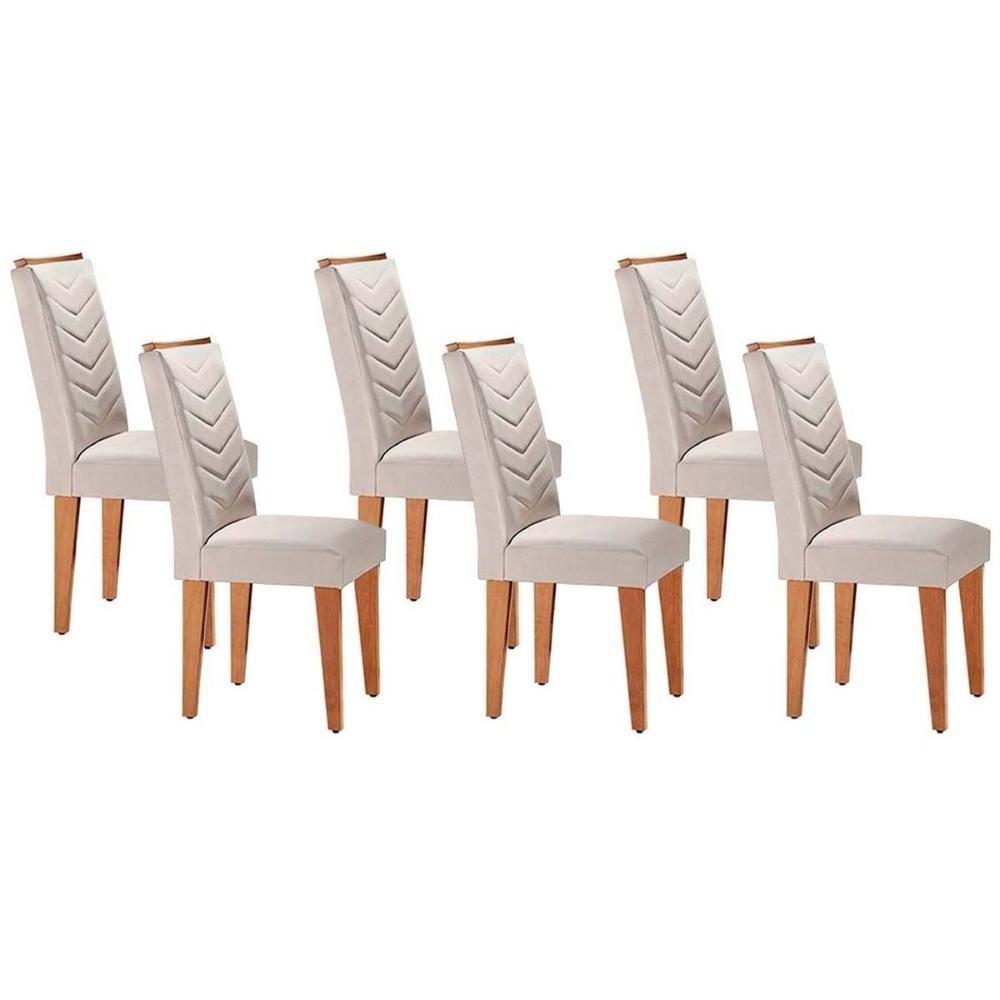 Kit 6 Cadeiras De Cozinha Londrina 6 Un Capuccino Suede Creme Rufato - 1