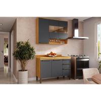 Kit Cozinha Modulada 2 Peças Nápoli Prime 1 Aéreo + 1 Balcão C2p04 Amendoa Grafite Ronipa - 1