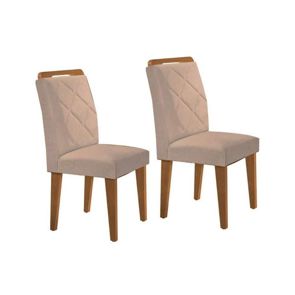 Kit 2 Cadeiras De Cozinha Melissa 2 Un Madeira Capuccino Suede Creme Rufato - 1