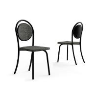 Kit 2 Cadeiras De Cozinha 1738 Aço 2 Uni Preto Linho Grafite Courano Preto - 1