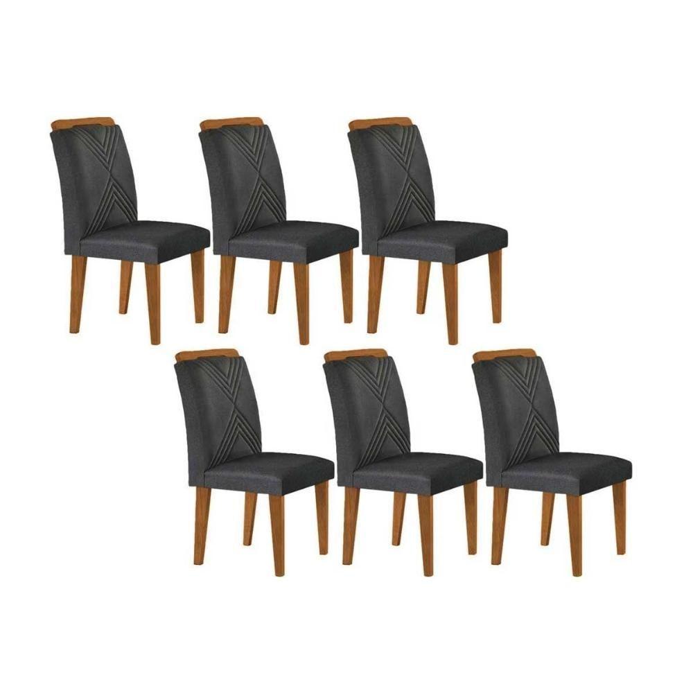 Kit 2 Cadeiras De Cozinha Amsterdã 6 Un Capuccino Linho Grafite Rufato - 1