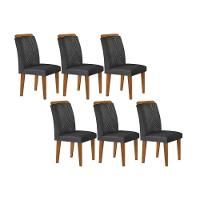 Kit 2 Cadeiras De Cozinha Amsterdã 6 Un Capuccino Linho Grafite Rufato - 1