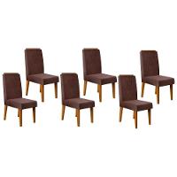 Kit 6 Cadeiras De Cozinha Lia 6 Un Cedro Suede Moca - 1