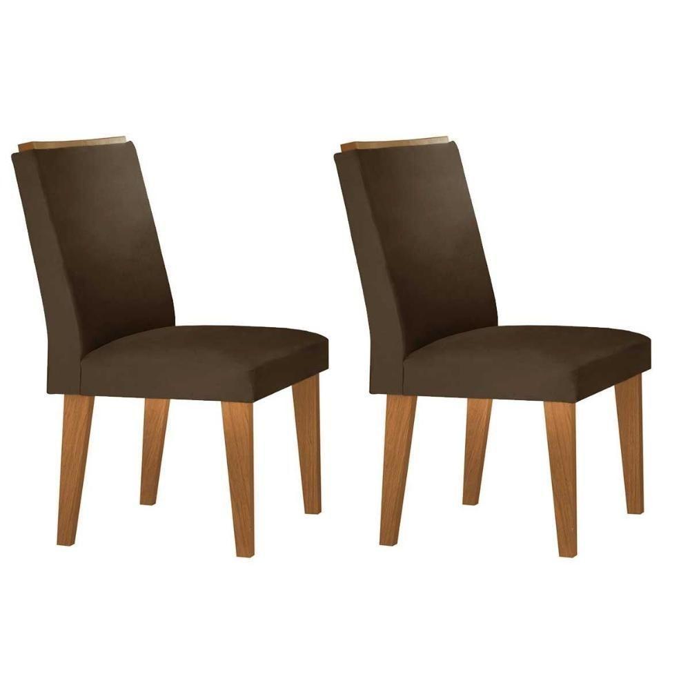 Kit 2 Cadeiras De Cozinha Lunara 2 Un Madeira Capuccino Suede Marrom Rufato - 1