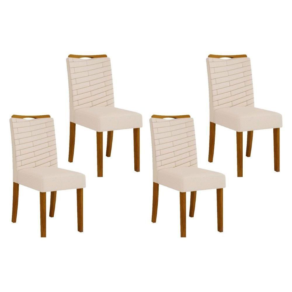 Kit 4 Cadeiras De Cozinha Julia 4 Un Cedro Linho Neve - 1