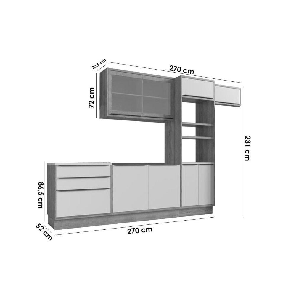 Kit Cozinha Modulada 6 Peças Versalis 2 Aéreos + 2 Balcões + 1 Torre Quente + 1 Complemento C6p191 Freijó Grafite Herval - 2