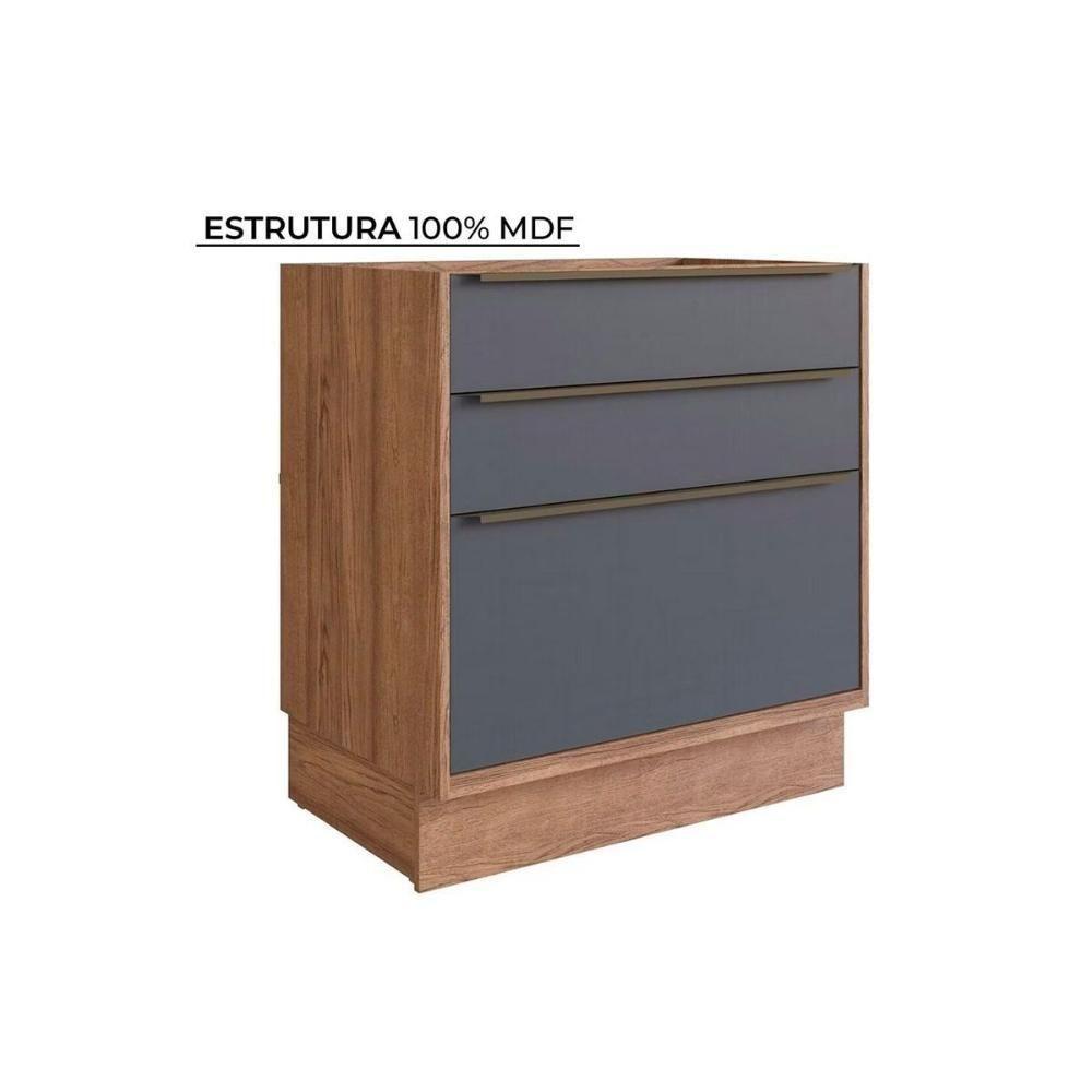 Kit Cozinha Modulada 6 Peças Versalis 2 Aéreos + 2 Balcões + 1 Torre Quente + 1 Complemento C6p191 Freijó Grafite Herval - 4