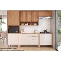 Kit Cozinha Modulada 5 Peças Divina 2 Aéreos + 2 Balcões + 1 Paneleiro Cz002 Freijó Off White - 1