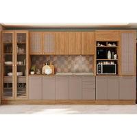 Kit Cozinha Modulada 8 Peças Botanic 2 Aéreos + 2 Balcões+3paneleiros + 1 Complemento Sem Pia C8p34 Nogueira Fendi - 1