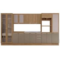 Kit Cozinha Modulada 8 Peças Botanic 2 Aéreos + 2 Balcões+3paneleiros + 1 Complemento Sem Pia C8p34 Nogueira Fendi - 6