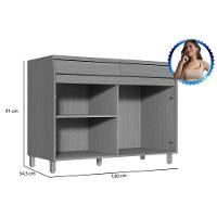 Gabinete De Cozinha Modulado Balcão Com Tampo Simone Mendes Com 2 Portas E 2 Gavetas 120cm Carvalho Cinza - 6