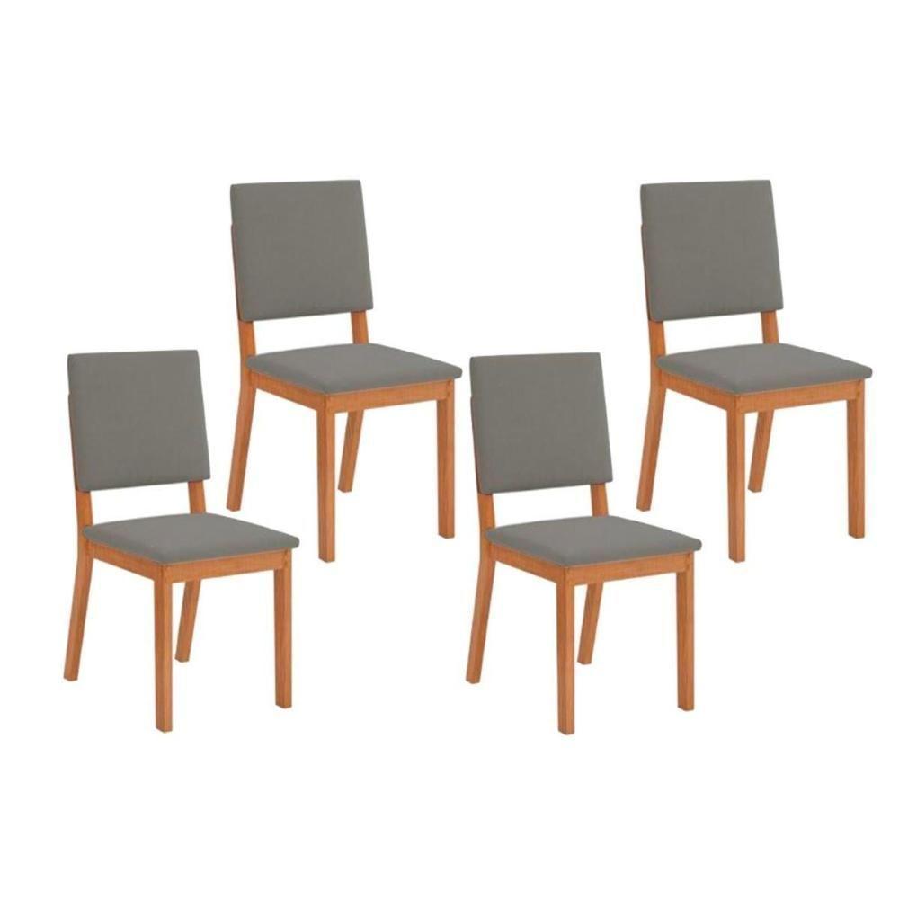 Kit 4 Cadeiras De Cozinha Talia 4 Un Cedro Suede Lunar - 1