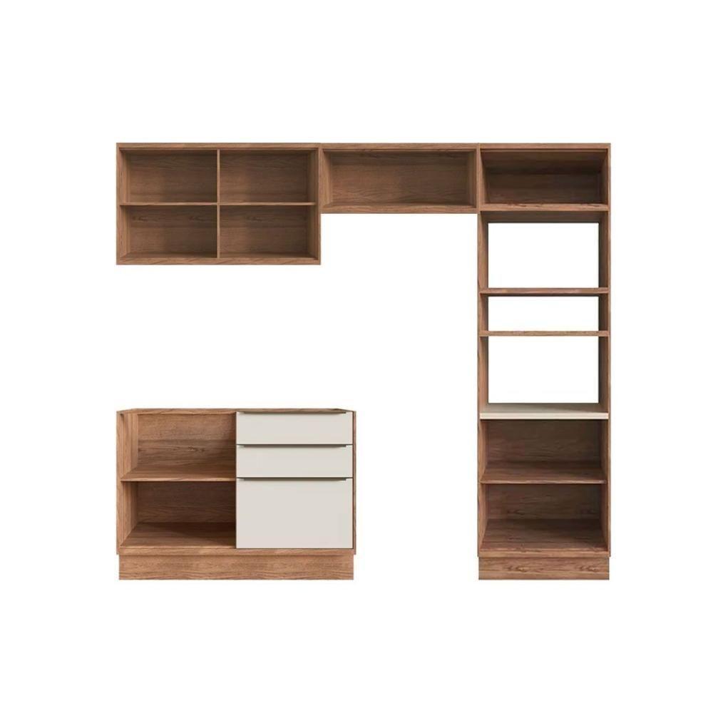 Kit Cozinha Modulada 4 Peças Versalis 2 Aéreos + 1 Balcão + 1 Torre Quente C4p190 Freijó Grafite Herval - 3