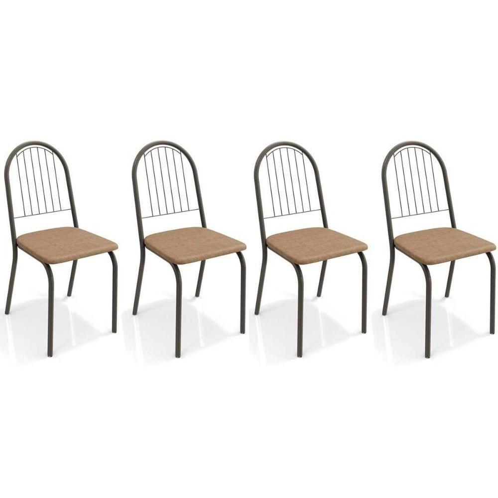Kit 4 Cadeiras De Cozinha Noruega 2c077 4 Un Preto Fosco Capuccino - 1