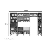 Kit Cozinha Modulada 5 Peças Divina 2 Aéreos + 1 Balcão+ 2 Paneleiros Cz004 Freijó Off White - 2