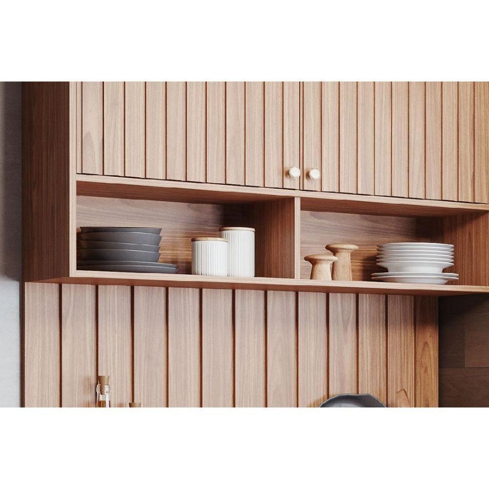 Kit Cozinha Modulada 5 Peças Divina 1 Aéreo + 1 Balcão + 1 Ilha + 2 Complementos C5p186 Freijó Titanium - 7