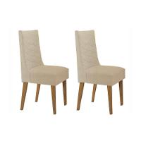 Kit 2 Cadeiras De Cozinha Dafne 2 Un Madeira Capuccino Linho Bege Turim Rufato - 1