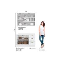 Kit Cozinha Modulada 3 Peças Americana 1 Aéreo + 1 Balcão + Complemento Cz122 Branco - 3