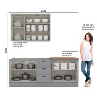 Kit Cozinha Modulada 4 Peças Americana 1 Aéreo + 2 Balcões + 1 Complemento Sem Pia Cz127 Cinza - 5
