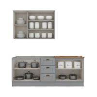 Kit Cozinha Modulada 4 Peças Americana 1 Aéreo + 2 Balcões + 1 Complemento Sem Pia Cz127 Cinza - 6