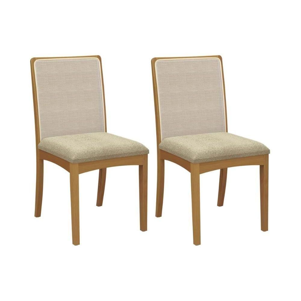 Kit 2 Cadeiras De Cozinha Lara Madeira Maciça 2cmm007ca 2 Un Carvalho Bouclê Bege Tela Bege - 1