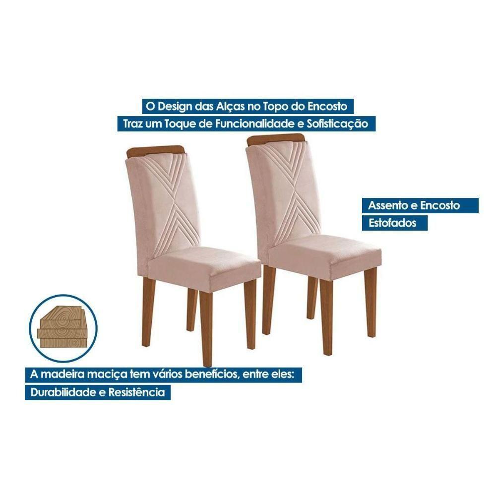Kit 2 Cadeiras De Cozinha Amsterdã 2 Un Madeira Capuccino Linho Bege Turim Rufato - 4