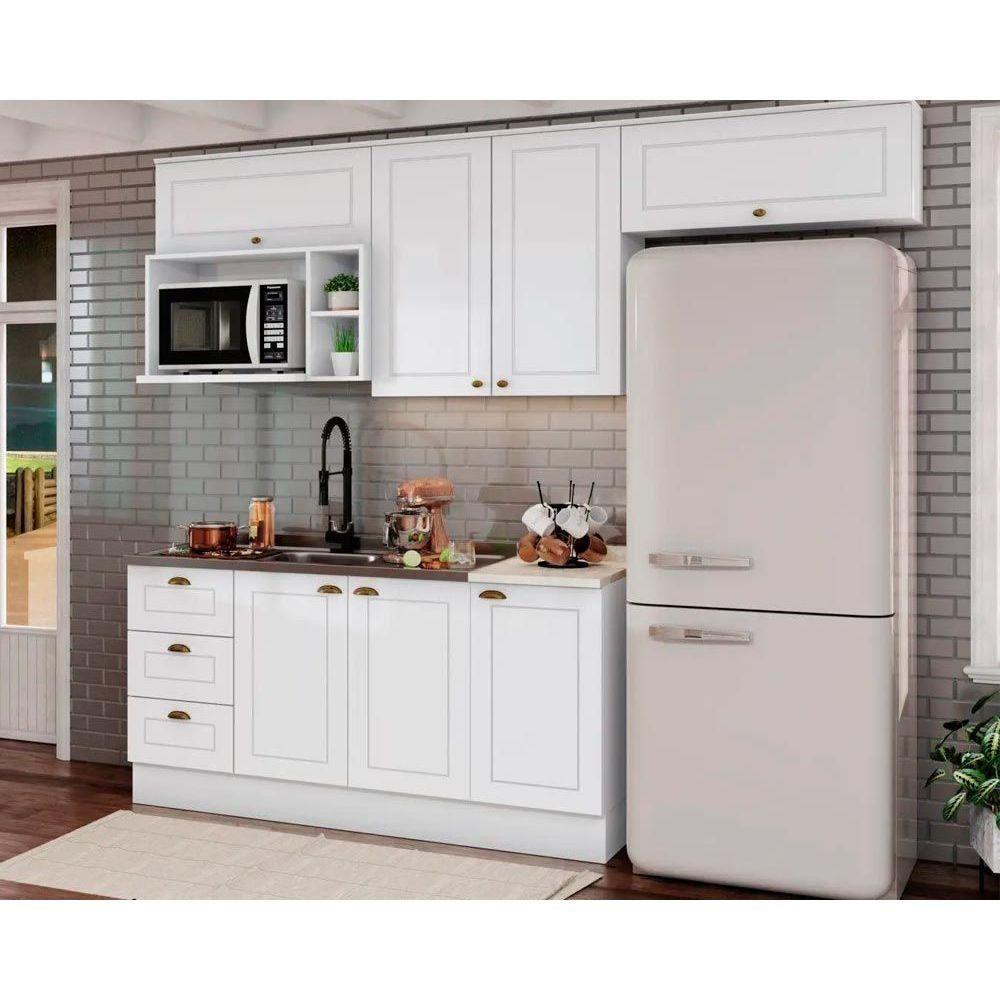 Kit Cozinha Modulada 7 Peças Americana 4 Aéreos + 2 Balcões + 1 Complemento Sem Pia Cz142 Branco - 1