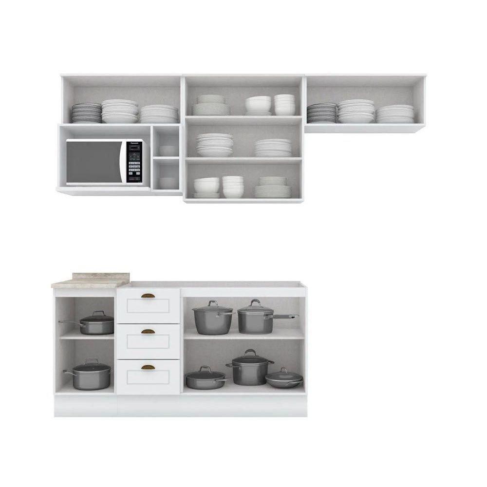 Kit Cozinha Modulada 7 Peças Americana 4 Aéreos + 2 Balcões + 1 Complemento Sem Pia Cz142 Branco - 5