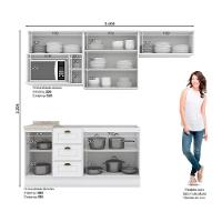 Kit Cozinha Modulada 7 Peças Americana 4 Aéreos + 2 Balcões + 1 Complemento Sem Pia Cz142 Branco