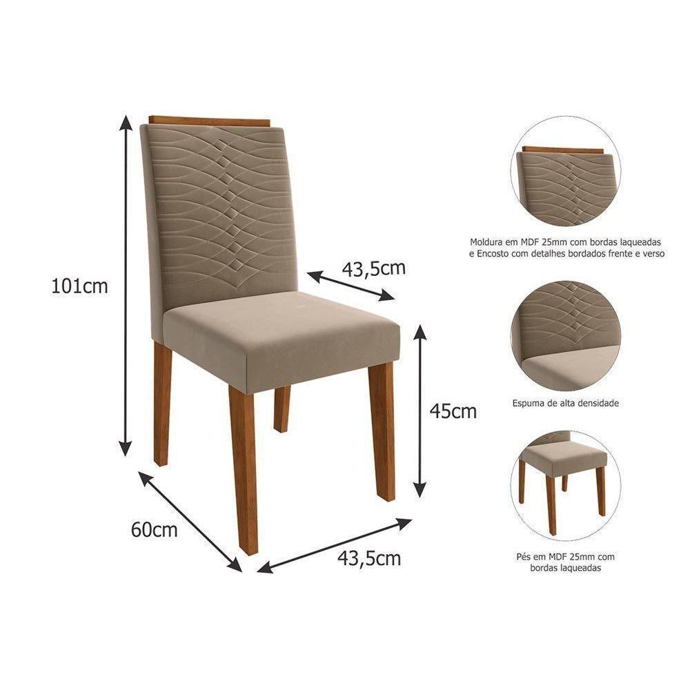 Kit 2 Cadeiras De Cozinha Clarice Wood 2 Un Madeirado Linho Bege Cimol - 4