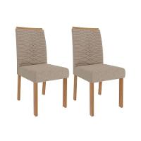 Kit 2 Cadeiras De Cozinha Clarice Wood 2 Un Madeirado Linho Bege Cimol - 1