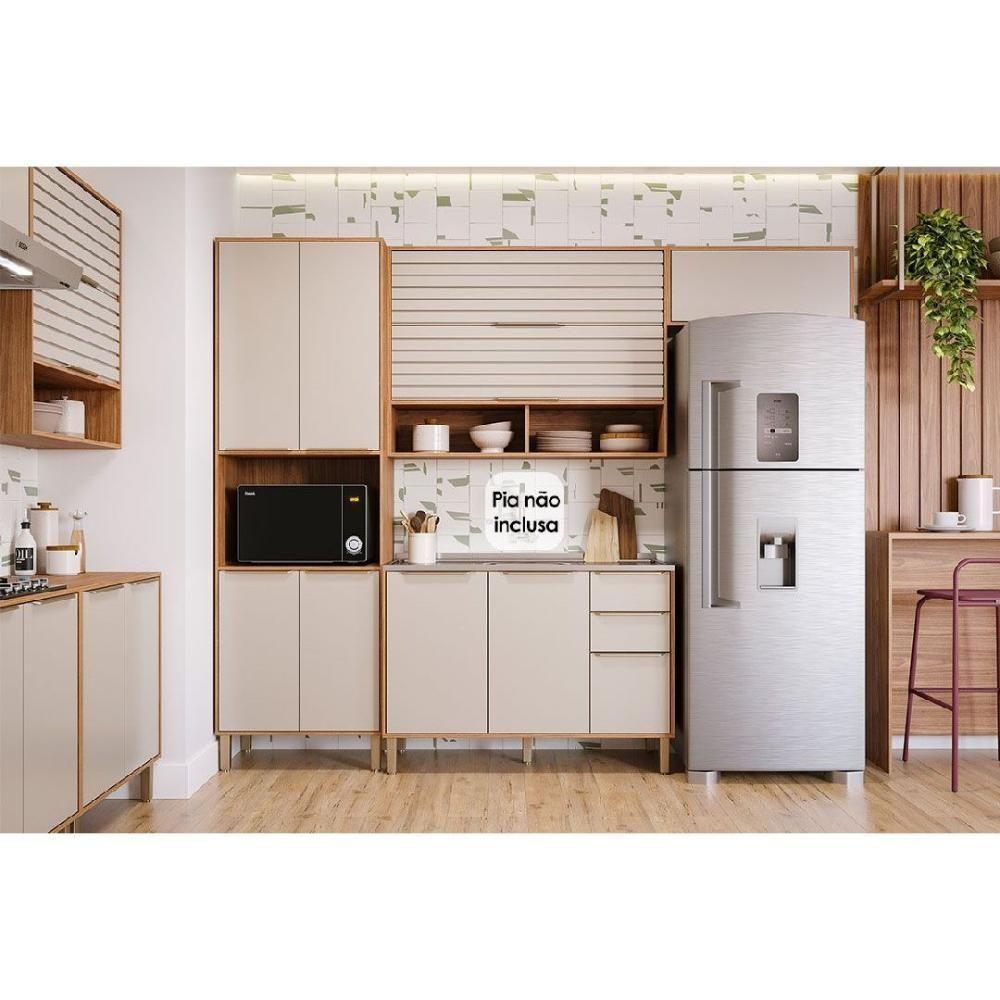 Kit Cozinha Modulada 4 Peças Esplêndida 2 Aéreos + 1 Balcão + 1 Torre Quente C4p182 Freijó Off White - 1