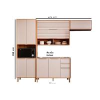 Kit Cozinha Modulada 4 Peças Esplêndida 2 Aéreos + 1 Balcão + 1 Torre Quente C4p182 Freijó Off White - 2