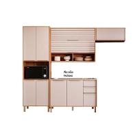 Kit Cozinha Modulada 4 Peças Esplêndida 2 Aéreos + 1 Balcão + 1 Torre Quente C4p182 Freijó Off White