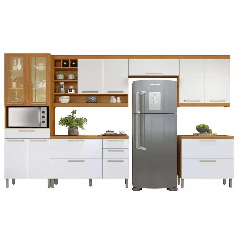 Kit Cozinha Modulada 6 Peças Burguesa Premium 3 Aéreos + 2 Balcões + 1 Paneleiro C6p57 Freijó Grafite - 7