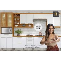 Kit Cozinha Modulada 6 Peças Burguesa Premium 3 Aéreos + 2 Balcões + 1 Paneleiro C6p57 Freijó Grafite