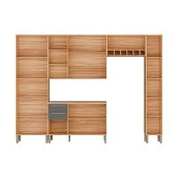 Kit Cozinha Modulada 5 Peças Nápoli Prime 2 Aéreos + 1 Balcão+ 2 Paneleiros C5p96 Amendoa Off White Ronipa