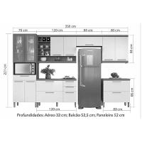 Kit Cozinha Modulada 6 Peças Burguesa Premium 3aéreo+2balcões+ 1 Paneleiro C6p55 Freijó Grafite - 5
