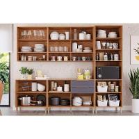 Kit Cozinha Modulada 5 Peças Divina 2 Aéreos + 2 Balcões + 1 Paneleiro Cz001 Freijó Off White - 2