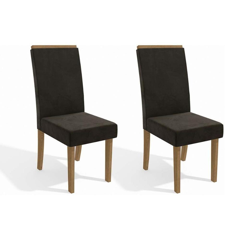 Kit 2 Cadeiras De Cozinha 2cad142cn 2 Un Canela Suede Grafite - 1