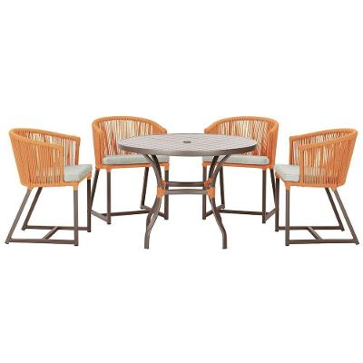 Mesa Com 4 Cadeiras E Noronha Estofado 3 Trama Original Terra Cota