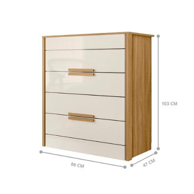 Conjunto Guarda Roupa Casal e Comoda Florence 3 Portas Correr 6 Gavetas Freijo Off White