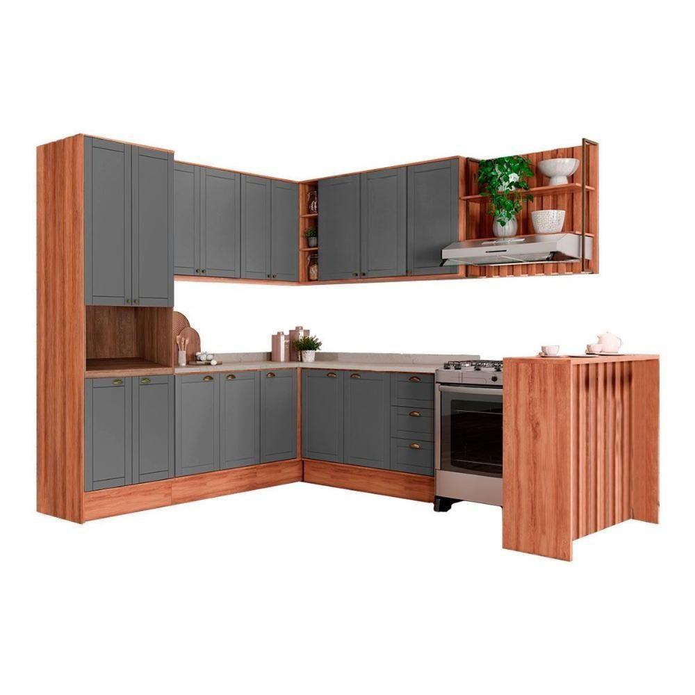 Kit Cozinha Modulada 9 Peças Bella 3 Aéreos + 3 Balcões + 1 Torre Quente+1ilha + 1 Complemento C9p199 Branco-carraro - 4