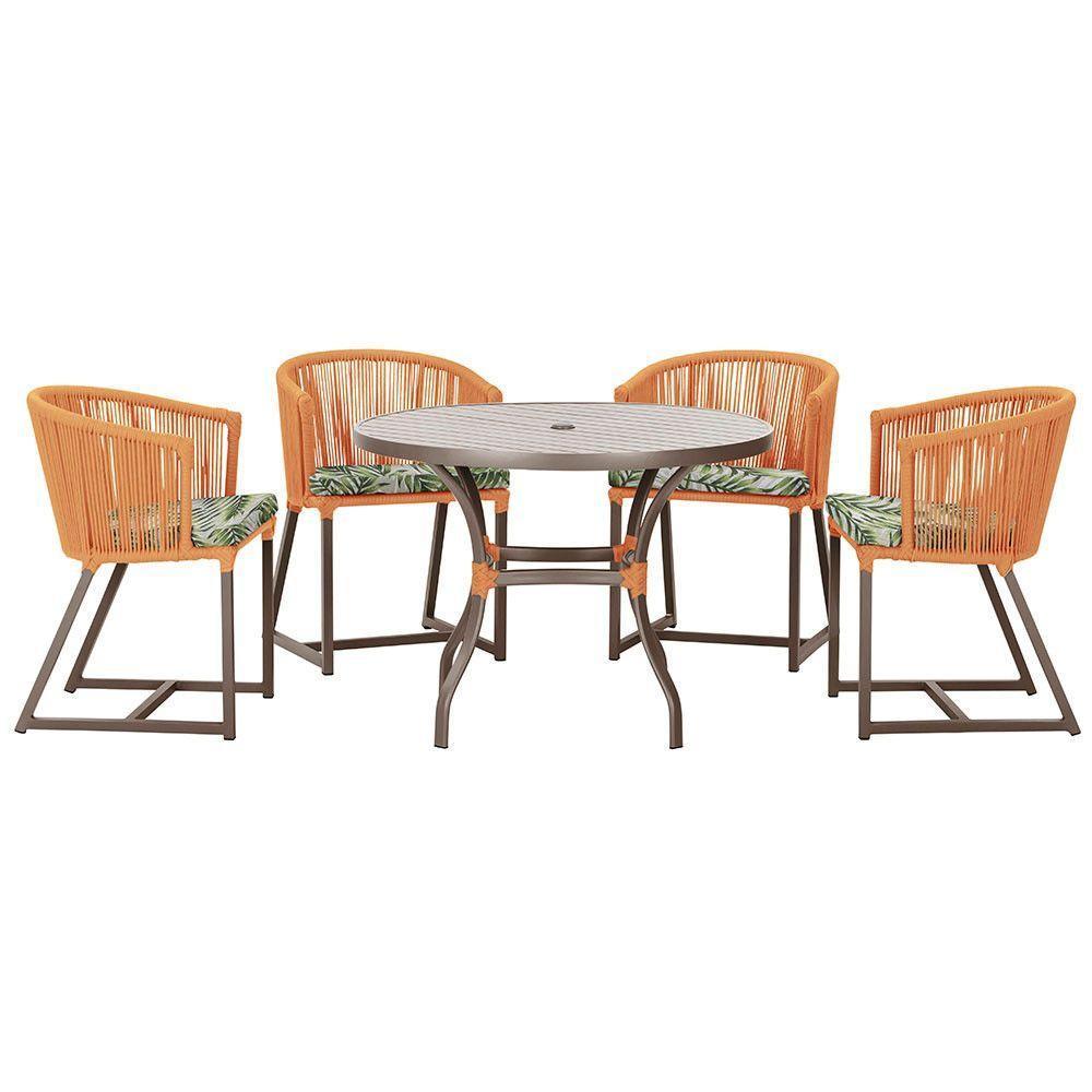 Mesa Com 4 Cadeiras E Noronha Estofado 5 Trama Original Terra Cota - 1