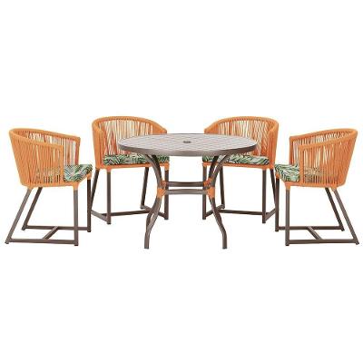 Mesa Com 4 Cadeiras E Noronha Estofado 5 Trama Original Terra Cota