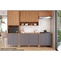 Kit Cozinha Modulada 5 Peças Divina 2 Aéreos + 2 Balcões + 1 Paneleiro Cz002 Freijó Titanium - 1