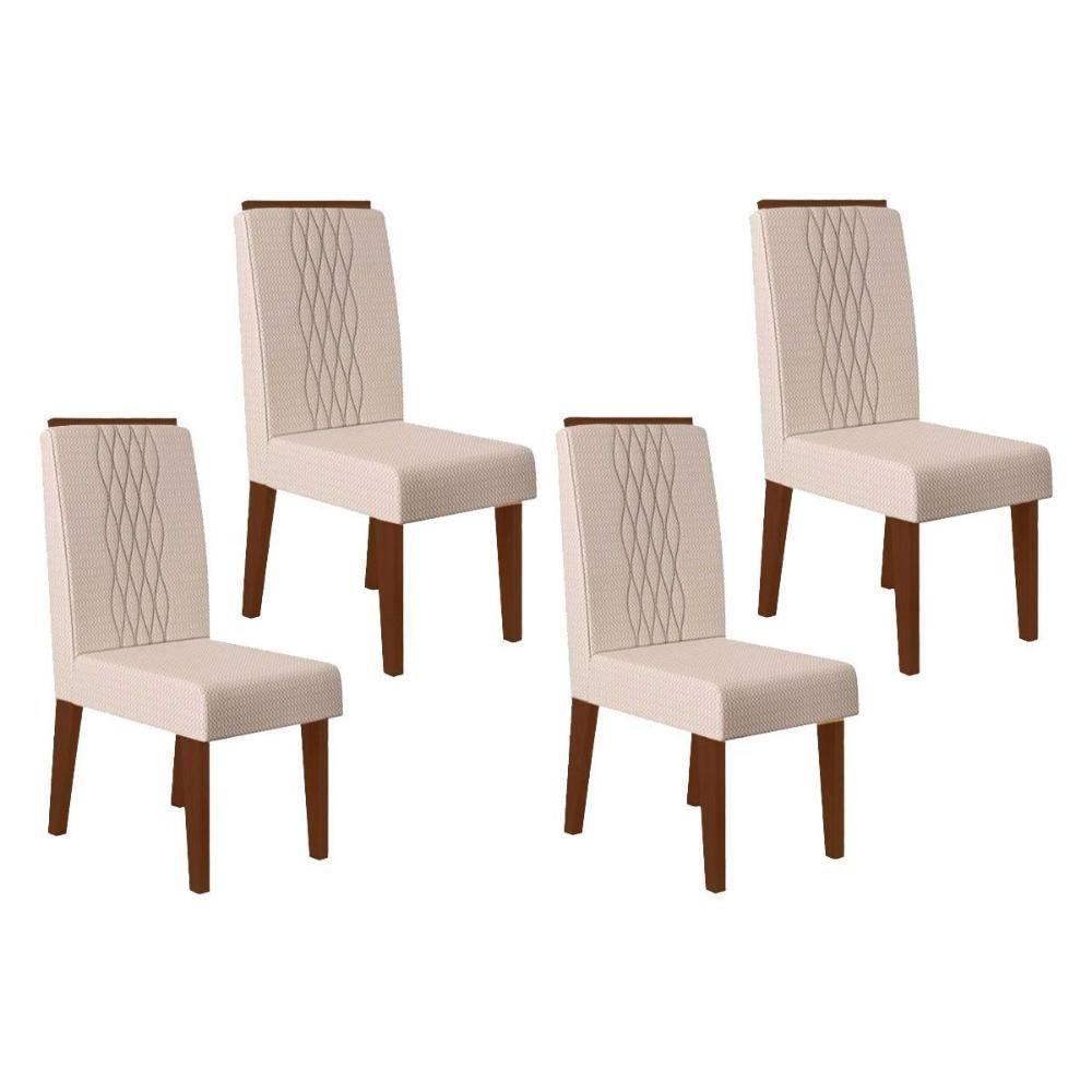 Kit 4 Cadeiras De Cozinha Lia 4 Un Freijó Linho Neve - 1