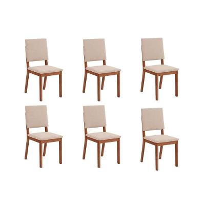 Kit 6 Cadeiras De Cozinha Talia 6 Un Freijó Suede Creme